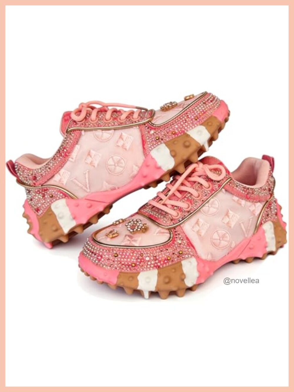 Sparkly Rhinestone Platform Sneakers Casual Walking Shoes